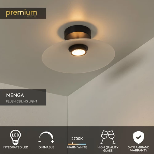 Lucide MENGA - Flush ceiling light - Ø 40 cm - LED Dim. - 1x11W 2700K - Opal | Premium - USP